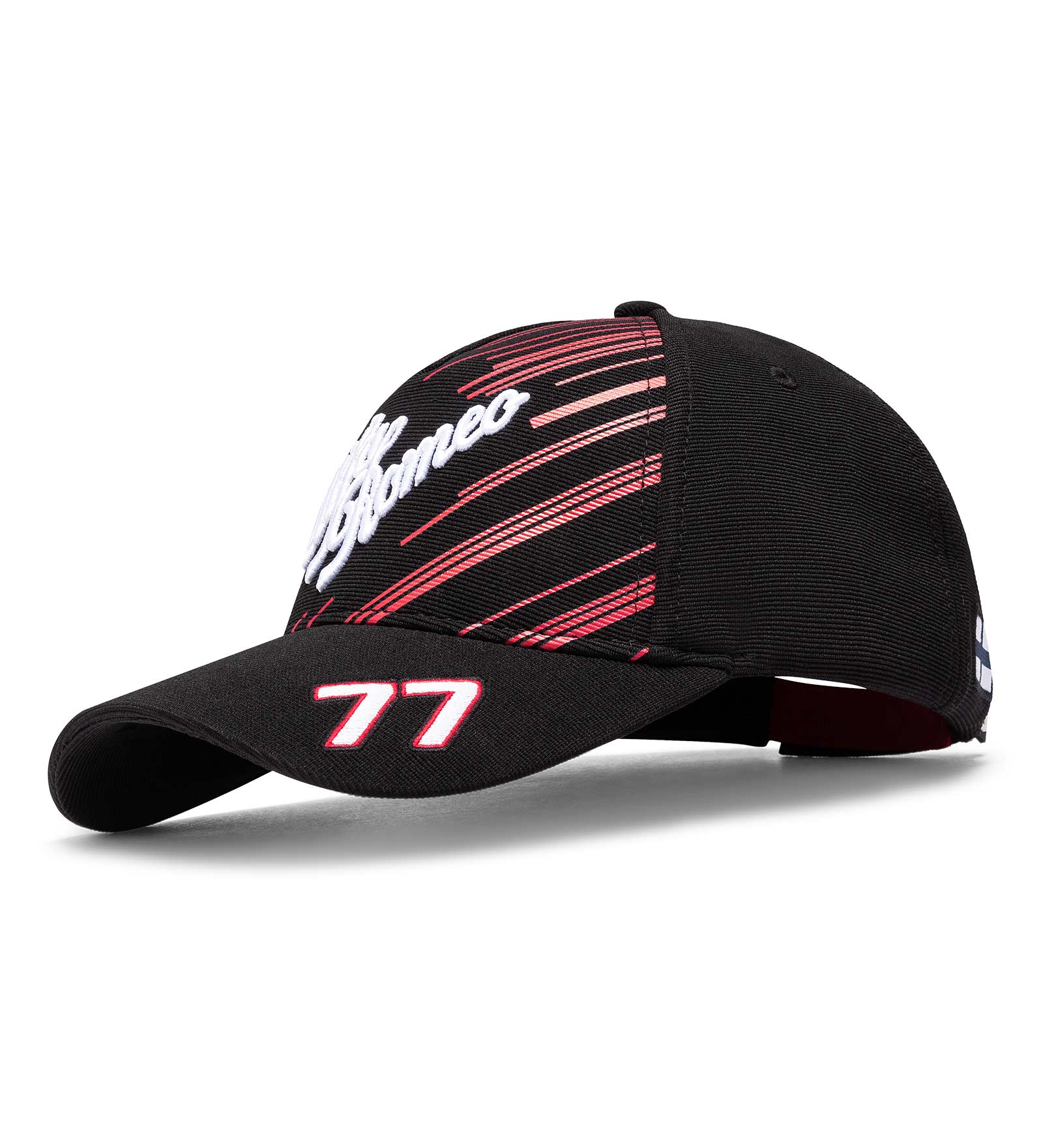 valtteri-bottas-cap-77-curved-brim-side Ένα κόκκινο καπέλο με το όνομα "Brushed heavy cotton Customize it" πάνω του.