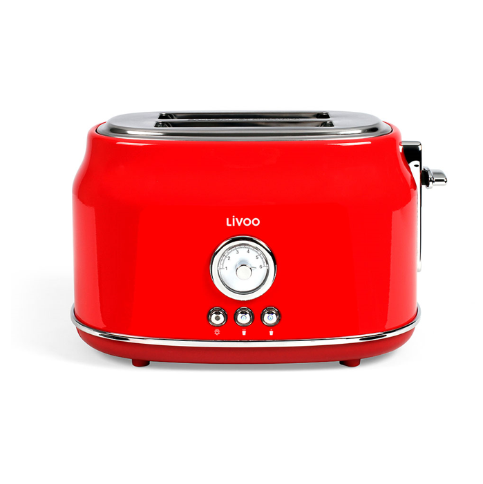 Screenshot_178 Ένα κόκκινο 2 slots electric retro toaster με μια δίσκο και κουμπιά.